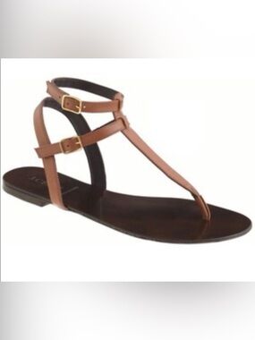 J. Crew Tabbie T-Strap Sandals with Gold Buckles. leather . Size 8